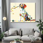 Painting by Numbers Art Sitting Dog Loses Colorful Dots